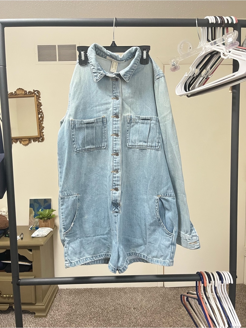 life in progress Faded Light Blue Denim Romper